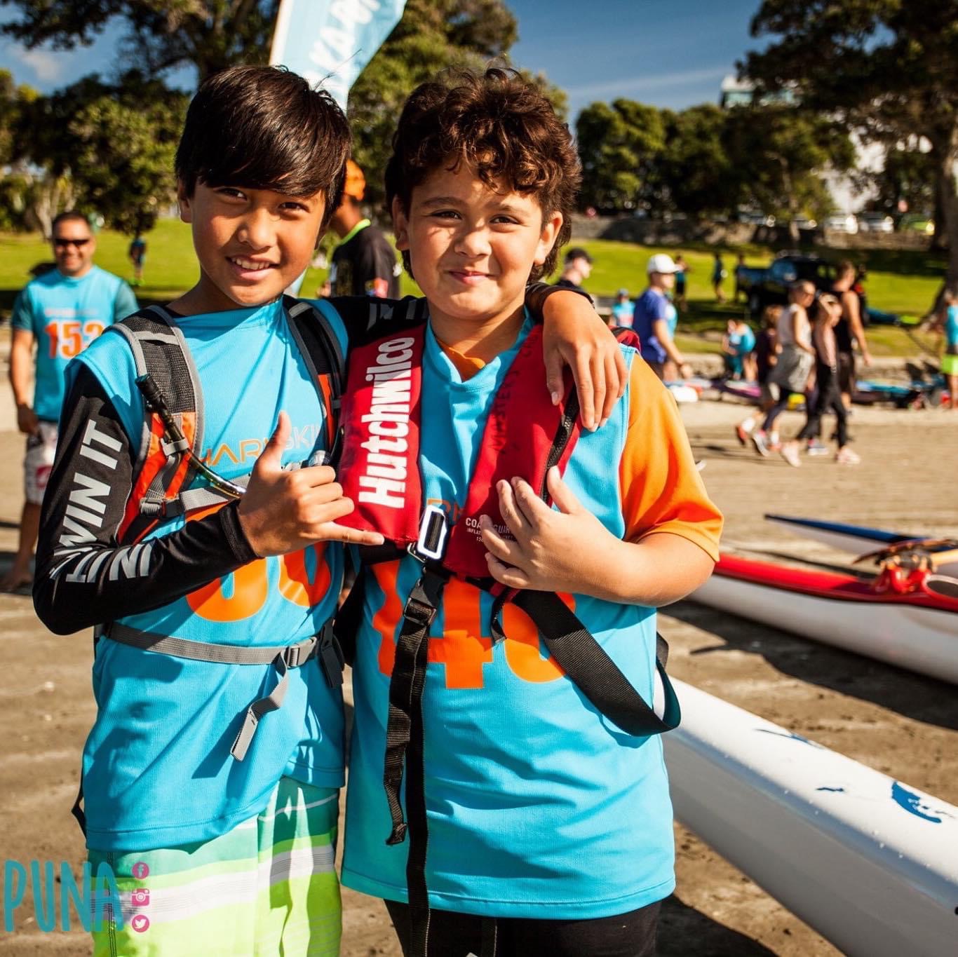 Young Waka Ama athletes